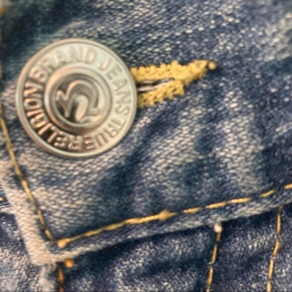 TRUE RELIGION Sz 30 X 34 Ricky  Light Medium Wash Distressed Jeans - Picture 6 of 14